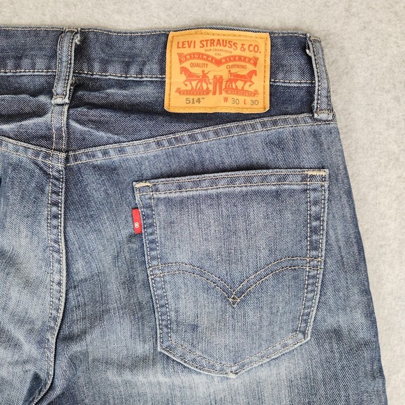 Levi's 514 Men's Jeans 30X30 Straight Fit Blue Sheen Denim CW4012 Blank Red Tab - Picture 2 of 12